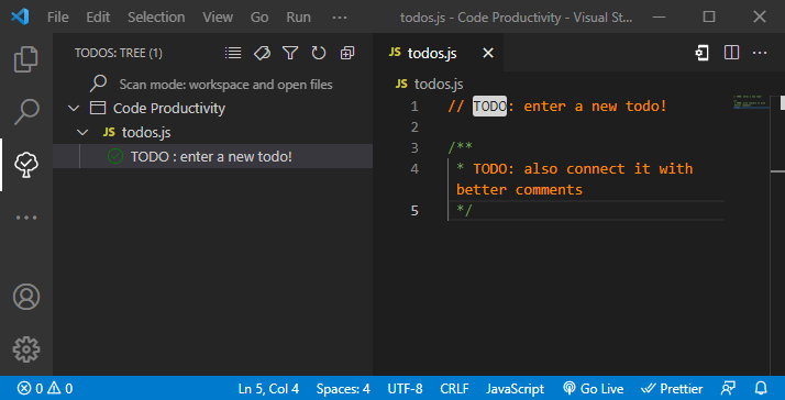 to do tree vs code extension to be more productive without better comments