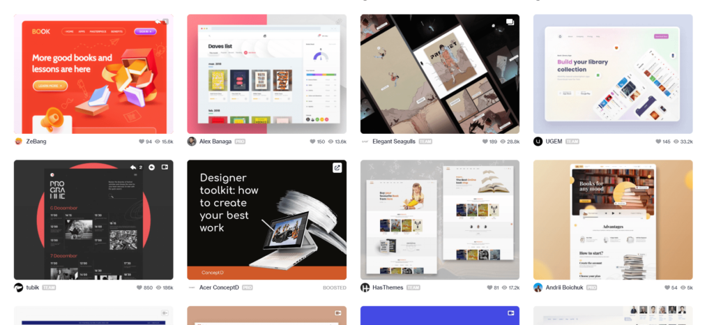 websites for project: dribbble for inspiration