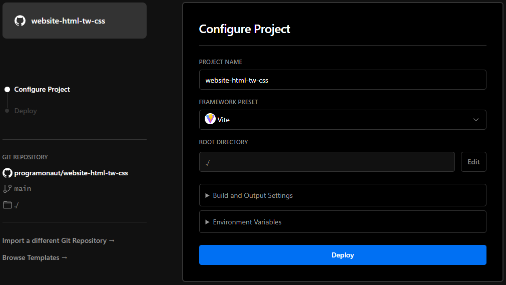 Host Application For Free with Vercel: Configuration