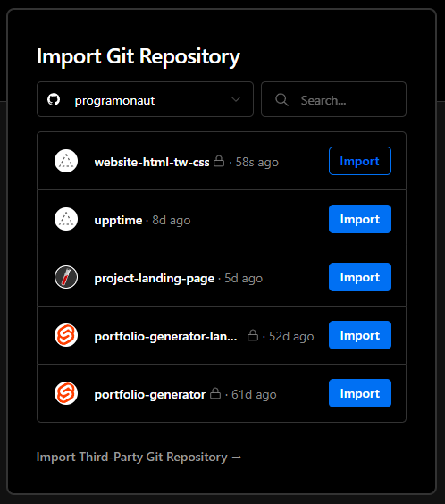 Host Application For Free with Vercel: Import Repository